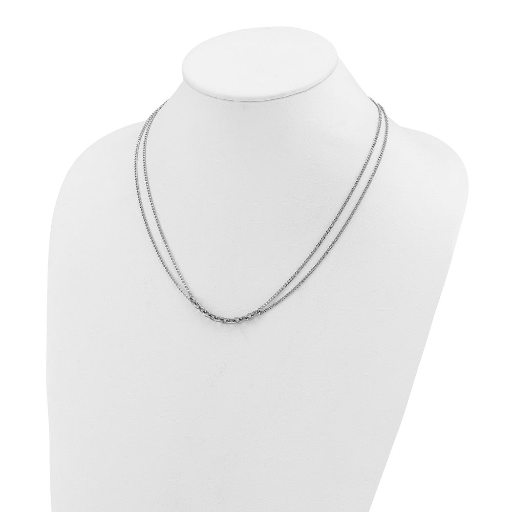 Chisel Stainless Steel Polished Two-Strand 18 inch Plus 2 inch Extension NecklaceSRN3342-18