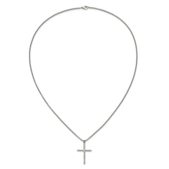 Chisel Stainless Steel Polished Cross Pendant on a 24 inch Box Chain NecklaceSRN3354-24