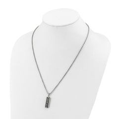 Chisel Stainless Steel Antiqued and Polished Pendant on a 20 inch Box Chain NecklaceSRN3362-20