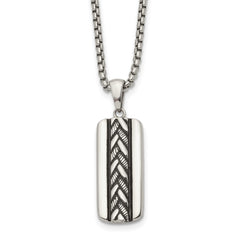 Chisel Stainless Steel Antiqued and Polished Pendant on a 20 inch Box Chain NecklaceSRN3362-20
