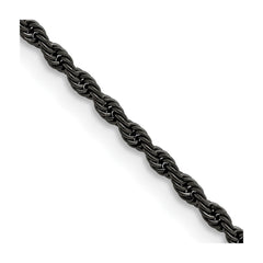 Chisel Stainless Steel Polished Black IP-plated 2.4mm 18 inch Rope ChainSRN672BP