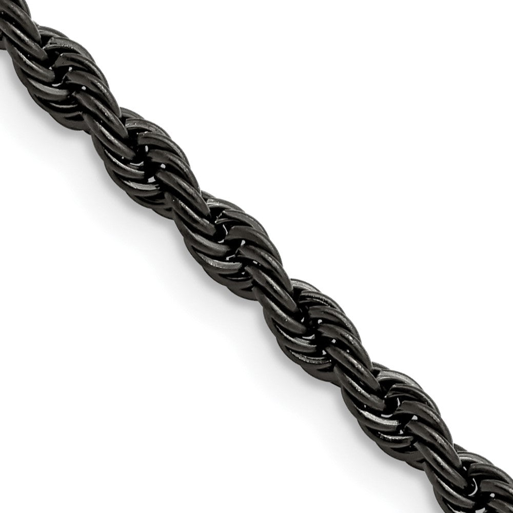 Chisel Stainless Steel Polished Black IP-plated 4mm 18 inch Rope ChainSRN673BP