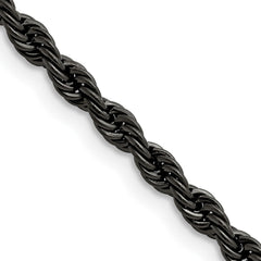 Chisel Stainless Steel Polished Black IP-plated 4mm 18 inch Rope ChainSRN673BP