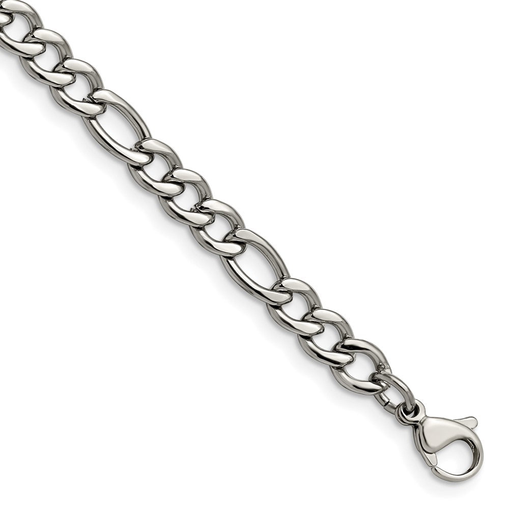 Chisel Stainless Steel Polished 5.3mm 7 inch Figaro Chain SRN679-7