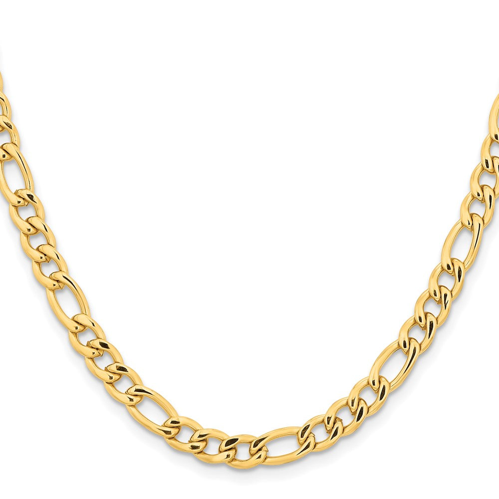 Chisel Stainless Steel Polished Yellow IP-plated 6.3mm 22 inch Figaro ChainSRN680GP