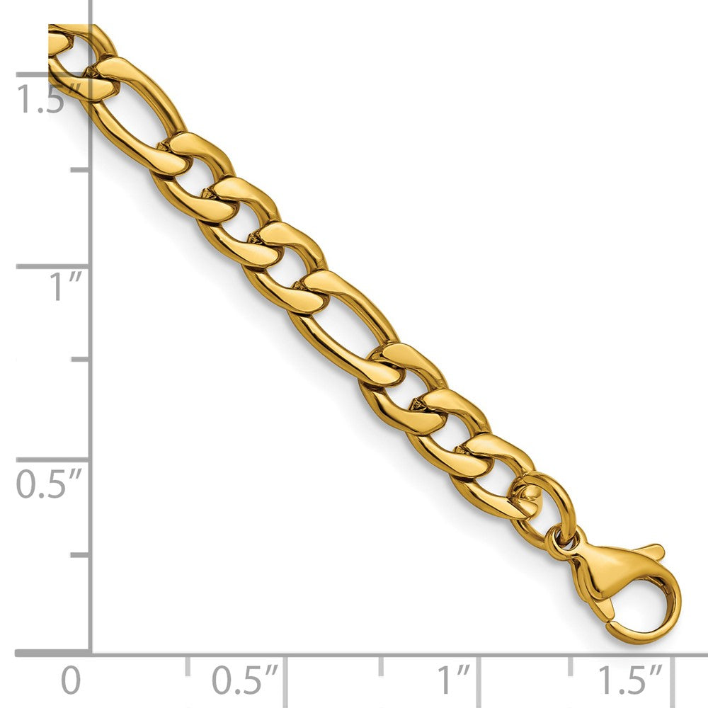 Chisel Stainless Steel Polished Yellow IP-plated 6.3mm 8 inch Figaro Chain SRN680GP-8