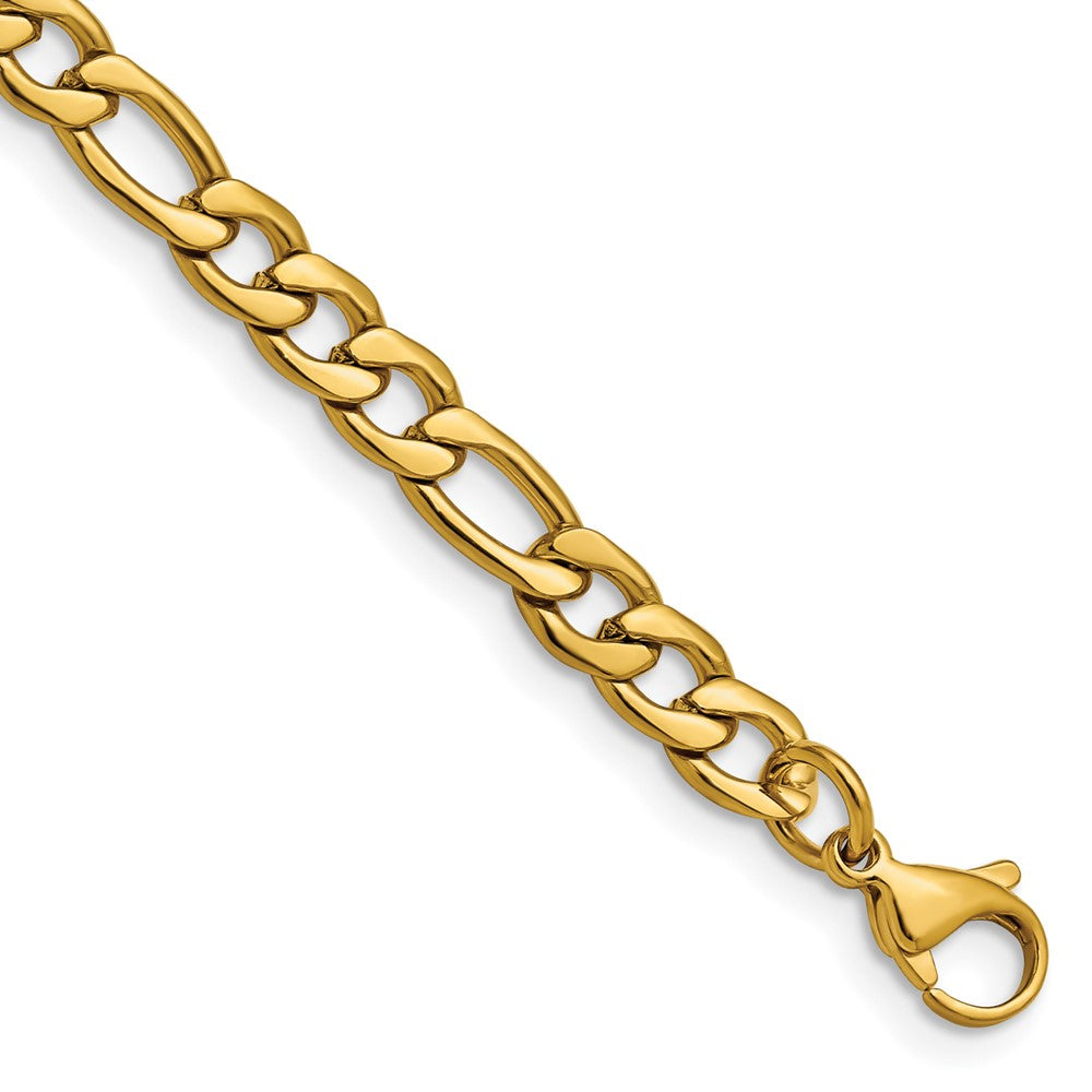 Chisel Stainless Steel Polished Yellow IP-plated 6.3mm 8 inch Figaro Chain SRN680GP-8