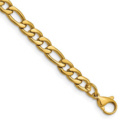 Chisel Stainless Steel Polished Yellow IP-plated 6.3mm 8 inch Figaro Chain SRN680GP-8