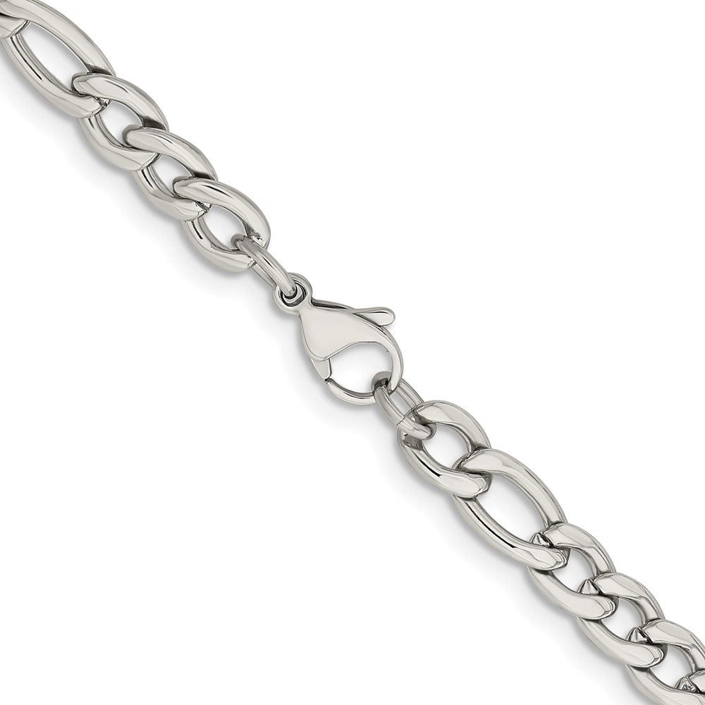 Chisel Stainless Steel Polished 6.75mm 24 inch Figaro ChainSRN681