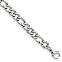 Chisel Stainless Steel Polished 6.75mm 8 inch Figaro Chain SRN681-8