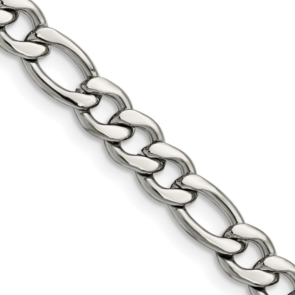 Chisel Stainless Steel Polished 6.75mm 20 inch Figaro ChainSRN681