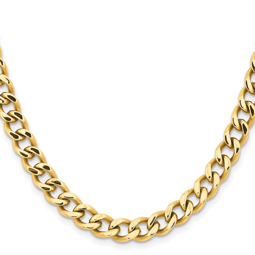 Chisel Stainless Steel Polished Yellow IP-plated 7.5mm 22 inch Curb ChainSRN690GP