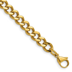 Chisel Stainless Steel Polished Yellow IP-plated 7.5mm 8 inch Curb Chain SRN690GP-8