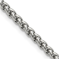 Chisel Stainless Steel Polished 4mm 20 inch Wheat ChainSRN806