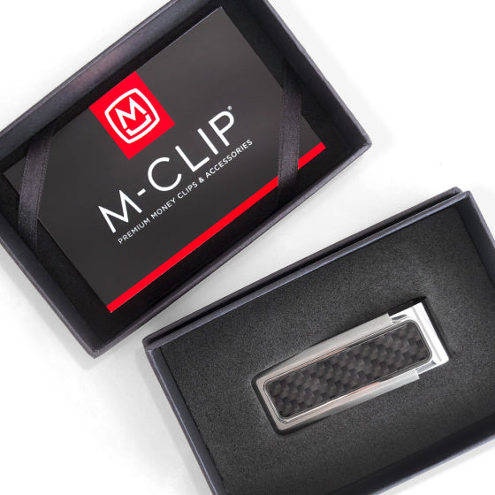 MClip Stainless With Black Carbon Fiber Money Clip SS-BSS-BKCF