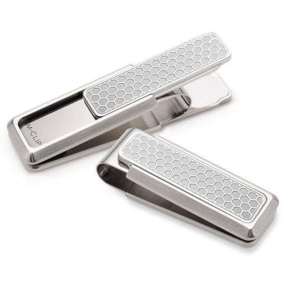 MClip Stainless Brushed With Etched Honeycomb Money Clip SS-BSS-BRHC