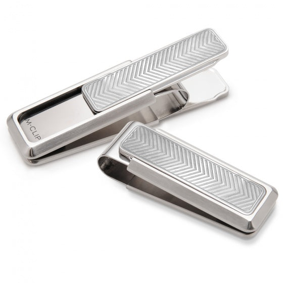 MClip Stainless Brushed With Etched Chevron Money Clip SS-BSS-ESCV