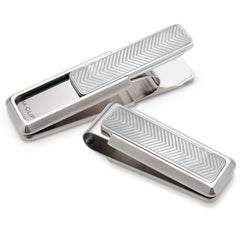 MClip Stainless Brushed With Etched Chevron Money Clip SS-BSS-ESCV