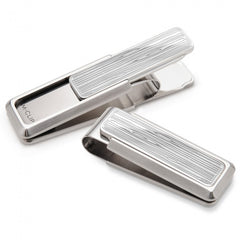 MClip Stainless Brushed With Etched Wood Grain Money Clip SS-BSS-ESWD
