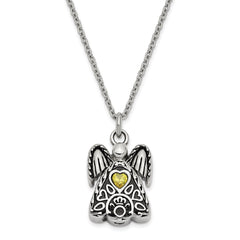 Sentimental Expressions Stainless Steel Yellow CZ November Birthstone Antiqued Angel Ash Holder 18 Inch Necklace SSX100NOV