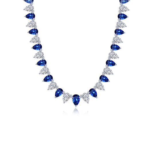 LAFONN 38 CTW Fancy Lab-Grown Sapphire Tennis Choker Necklace SYN029SP16