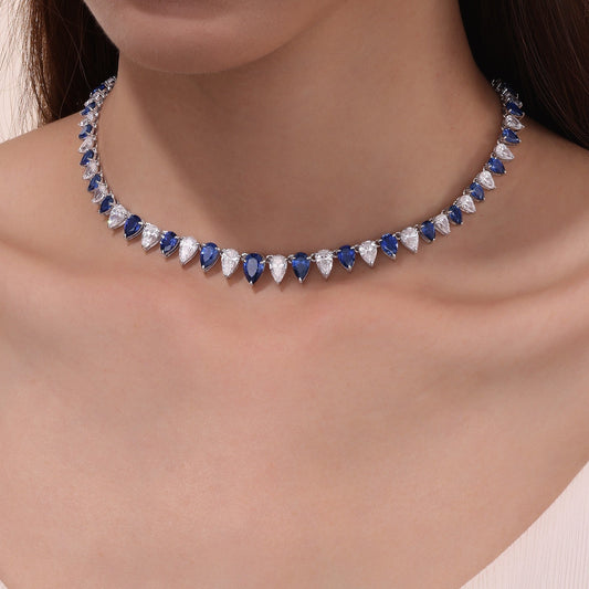 LAFONN 38 CTW Fancy Lab-Grown Sapphire Tennis Choker Necklace SYN029SP16