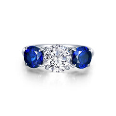 LAFONN Fancy Lab-Grown Sapphire Three-Stone Ring SYR016SP05