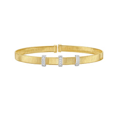 Two-tone Gold Polished Diamond Omega Bracelet