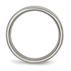 Chisel Titanium Brushed Center 6mm Ridged Edge Band