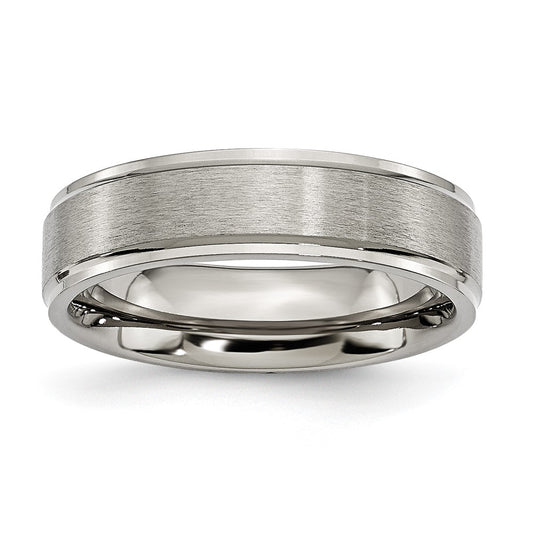 Chisel Titanium Brushed Center 6mm Ridged Edge Band