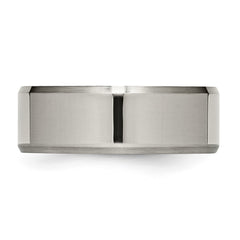 Chisel Titanium Brushed and Polished 8mm Beveled Edge Band