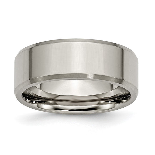 Chisel Titanium Brushed and Polished 8mm Beveled Edge Band