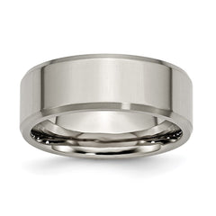 Chisel Titanium Brushed and Polished 8mm Beveled Edge Band
