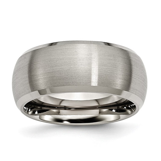Chisel Titanium Satin and Polished 10mm Beveled Edge Band
