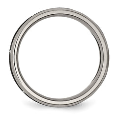 Chisel Titanium Brushed and Polished Flames Laser Design 8mm Beveled Edge Band