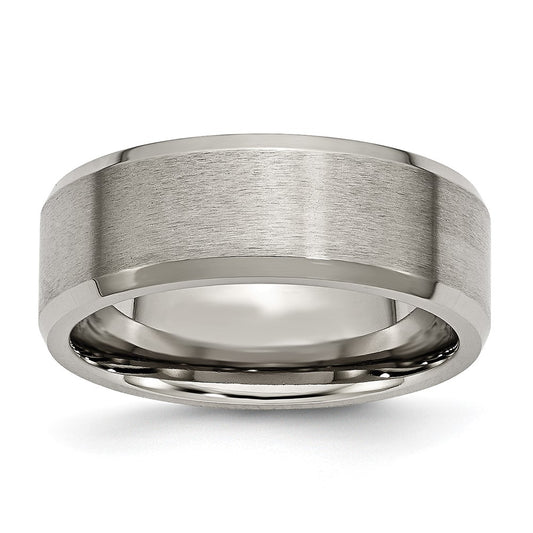 Chisel Titanium Brushed and Polished 8mm Beveled Edge Band