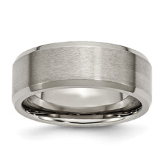 Chisel Titanium Brushed and Polished 8mm Beveled Edge Band
