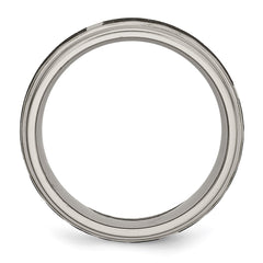 Chisel Titanium Brushed and Polished Celtic Laser Design 8mm Ridged Edge Band