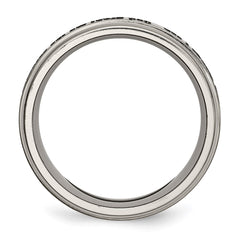Chisel Titanium Brushed and Polished Serenity Laser Design 8mm Ridged Edge Band