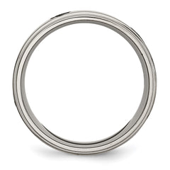 Chisel Titanium Brushed and Polished Masonic Laser Design 8mm Ridged Edge Band