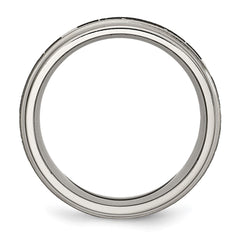 Chisel Titanium Brushed and Polished Claddagh Laser Design 8mm Ridged Edge Band