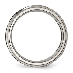 Chisel Titanium Brushed and Polished Flame Laser Design 8mm Ridged Edge Band