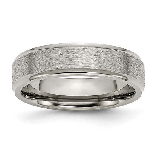 Chisel Titanium Brushed Center 6mm Ridged Edge Band