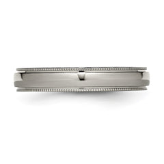 Chisel Titanium Polished 4mm Grooved and Beaded Edge Band