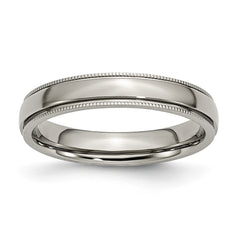 Chisel Titanium Polished 4mm Grooved and Beaded Edge Band