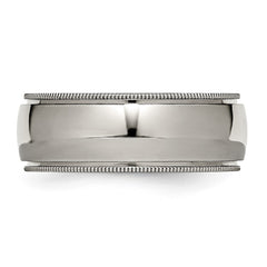 Chisel Titanium Polished 8mm Grooved and Beaded Edge Band