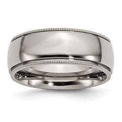 Chisel Titanium Polished 8mm Grooved and Beaded Edge Band