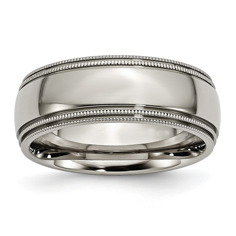 Chisel Titanium Polished 8mm Grooved and Beaded Edge Band