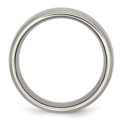 Chisel Titanium Brushed and Polished 10mm Grooved Ridged Edge Band