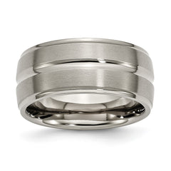 Chisel Titanium Brushed and Polished 10mm Grooved Ridged Edge Band